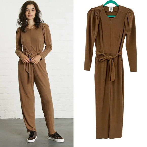 dRA Los Angeles Hyde Jumpsuit Mocha Brown Tan Long Sleeve Size XS‎ - Picture 1 of 13